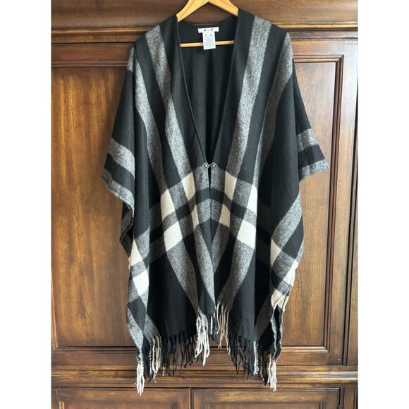 Women's Cashmere Blend Wrap Fringe Scarf Poncho Kimono One Size - Picture 1 of 7
